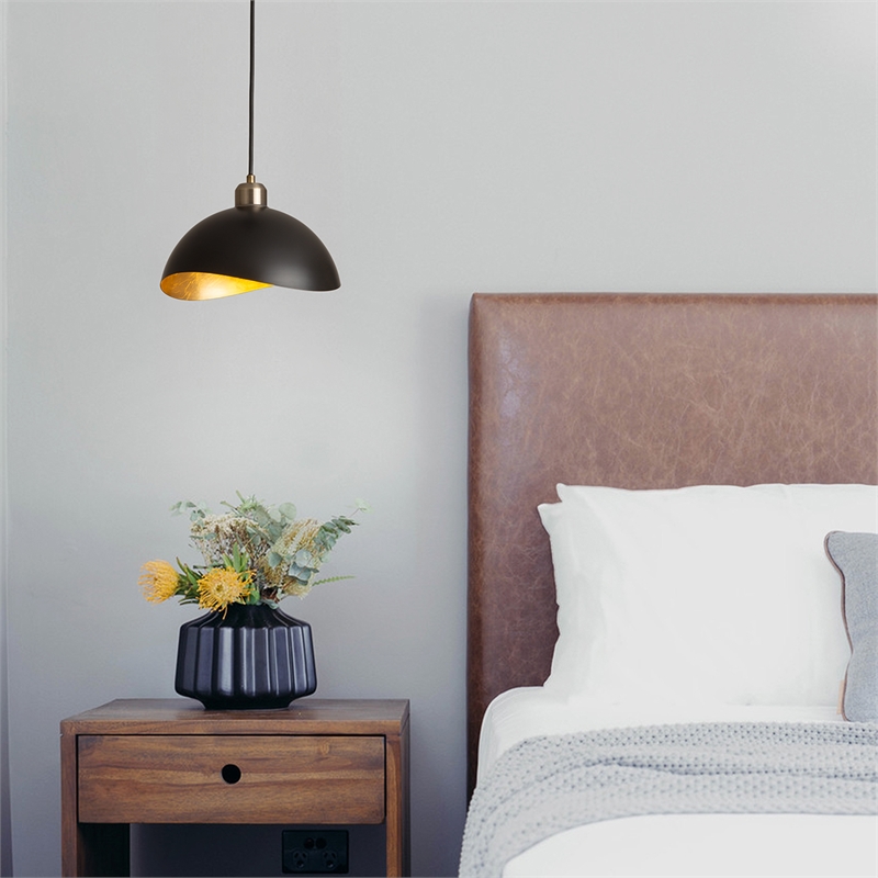 Luna Bella Pendant Light Small Matte Black Weathered Brass
