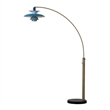 Palm Springs Arc Floor Lamp - Weathered Brass & Blue Shades
