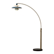 Palm Springs Arc Floor Lamp - Weathered Brass & Blue Shades
