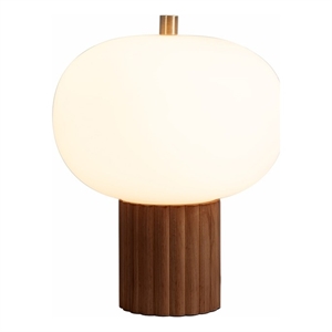 Tambo Accent Table Lamp - Dark Walnut Wood Finish Weathered Brass
