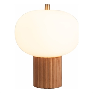 Tambo Accent Table Lamp - Natural Ash Wood Finish Weathered Brass