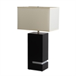 Zen Standing Table Lamp with Night Light - Dark Brown & Satin Nickel White Linen Shade 4-way Switch