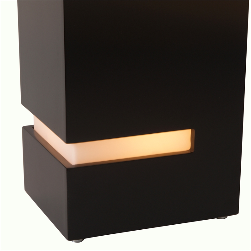 Zen Standing Table Lamp with Night Light - Dark Brown & Satin Nickel White Linen Shade 4-way Switch