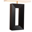 Julie Standing Table Lamp - Ebony Wood Finish Weathered Brass White Linen Shade