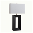 Julie Standing Table Lamp - Ebony Wood Finish Weathered Brass White Linen Shade