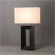 Julie Standing Table Lamp - Ebony Wood Finish Weathered Brass White Linen Shade