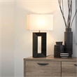 Julie Standing Table Lamp - Ebony Wood Finish Weathered Brass White Linen Shade