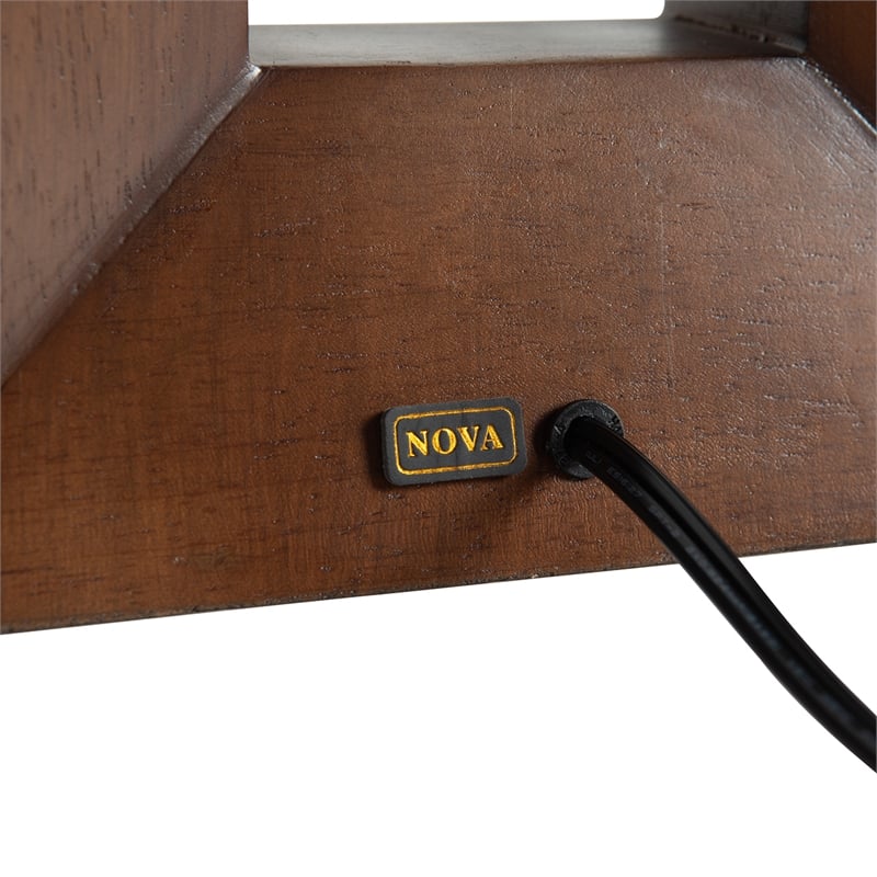 Julie Standing Table Lamp Dark Walnut Wood Finish Weathered Brass