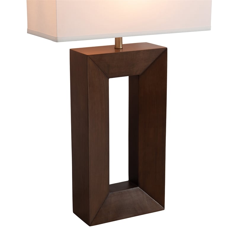 Julie Standing Table Lamp Dark Walnut Wood Finish Weathered Brass