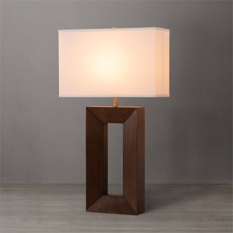 Julie Standing Table Lamp Dark Walnut Wood Finish Weathered Brass