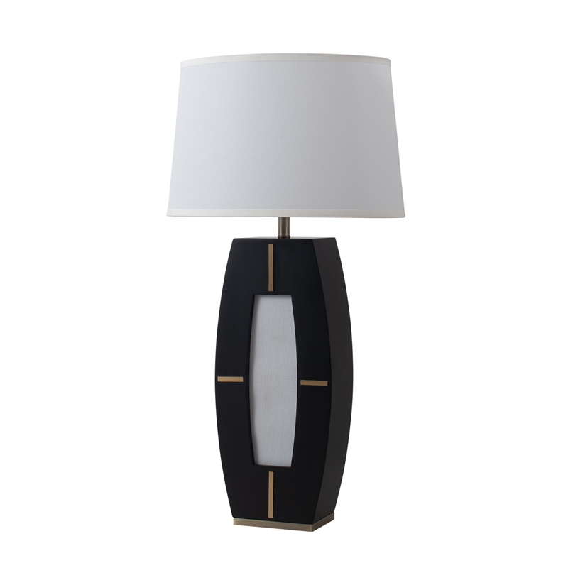 Delacey Table Lamp with Nightlight Ebony Wood Finish Weathered Brass