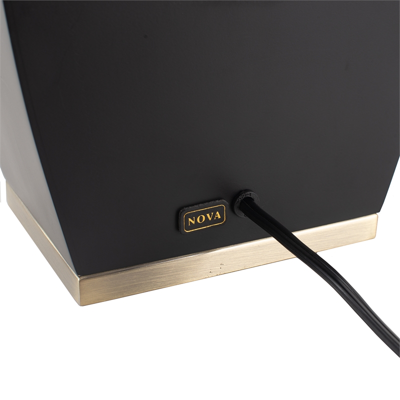 Delacey Table Lamp with Nightlight Ebony Wood Finish Weathered Brass