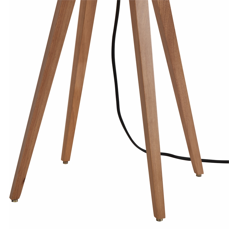 Quattro Table Lamp - Natural Ash Wood Finish & Weathered Brass White Linen Shade