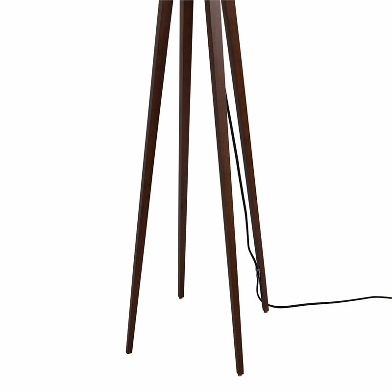 Quattro Floor Lamp - Dark Walnut Wood Finish & Weathered Brass Dimmer