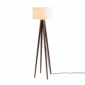 Quattro Floor Lamp - Dark Walnut Wood Finish & Weathered Brass