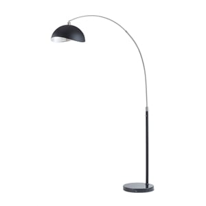 Luna Bella Arc Floor Lamp - 92&quot Nickel Matte Black Silver Leaf Shade Marble base