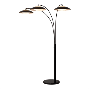 Saucer 3 Light Arc Floor Lamp - Matte Black
