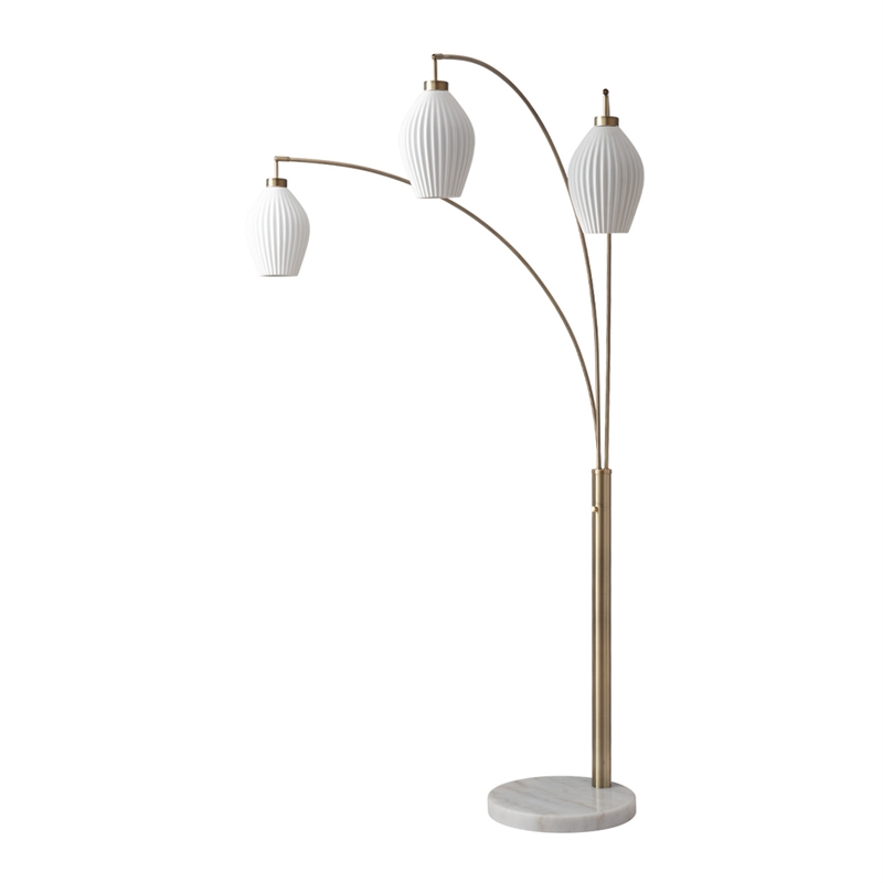 Santa Clara 3 Light Arc Floor Lamp - Weathered Brass