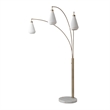 Concord Bone Porcelain Shade 3 Light Arc Floor Lamp - 85 Weathered Brass & Walnut Dimmer Switch