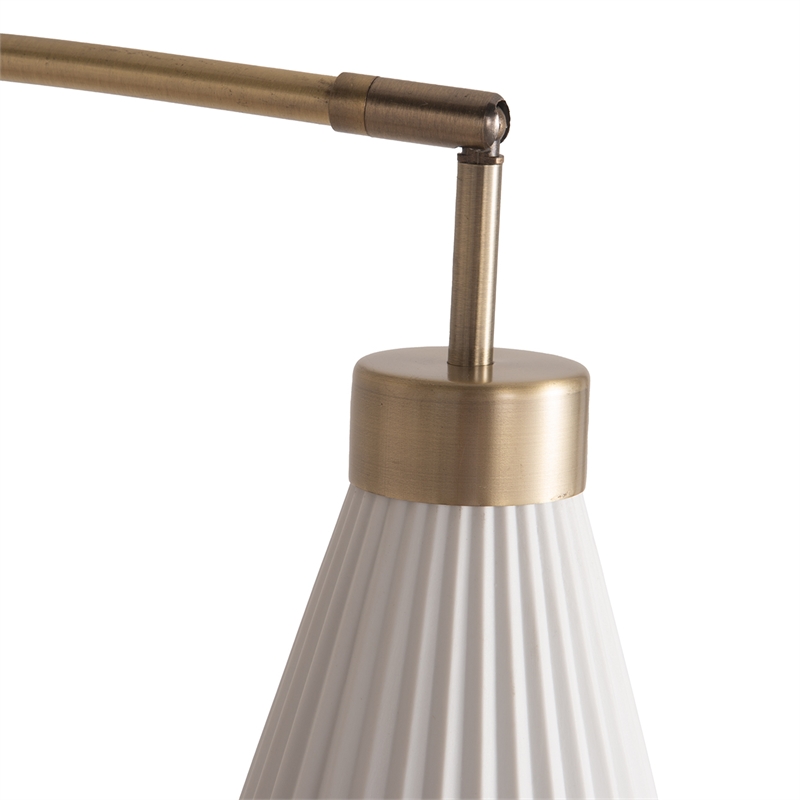 Concord Bone Porcelain Shade 3 Light Arc Floor Lamp - 85 Weathered Brass & Walnut Dimmer Switch