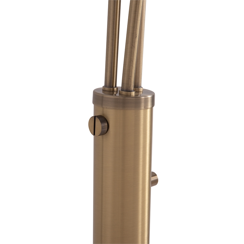 Concord Bone Porcelain Shade 3 Light Arc Floor Lamp - 85 Weathered Brass & Walnut Dimmer Switch