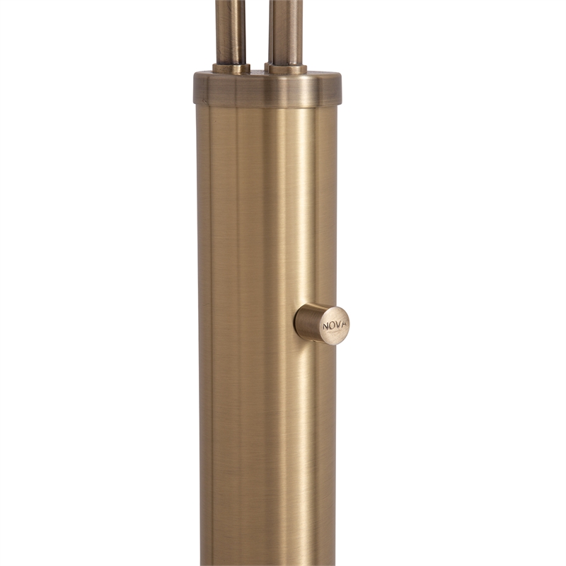 Concord Bone Porcelain Shade 3 Light Arc Floor Lamp - 85 Weathered Brass & Walnut Dimmer Switch
