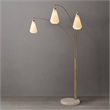 Concord Bone Porcelain Shade 3 Light Arc Floor Lamp - 85 Weathered Brass & Walnut Dimmer Switch
