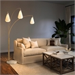 Concord Bone Porcelain Shade 3 Light Arc Floor Lamp - 85 Weathered Brass & Walnut Dimmer Switch