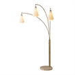 Concord Bone Porcelain Shade 3 Light Arc Floor Lamp - 85 Weathered Brass & Walnut Dimmer Switch