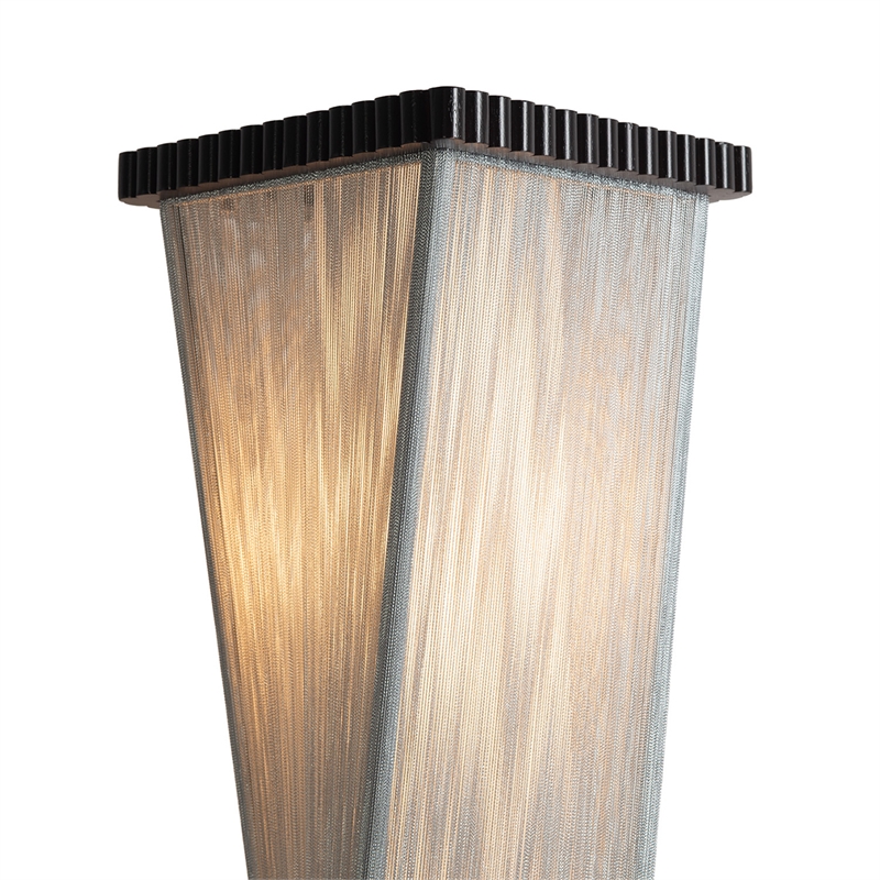 Torque Accent Floor Lamp - Ebony Finish Silver String Shade