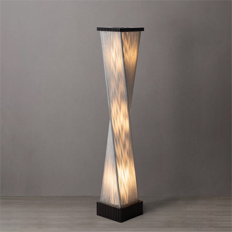 Torque Accent Floor Lamp - Ebony Finish Silver String Shade
