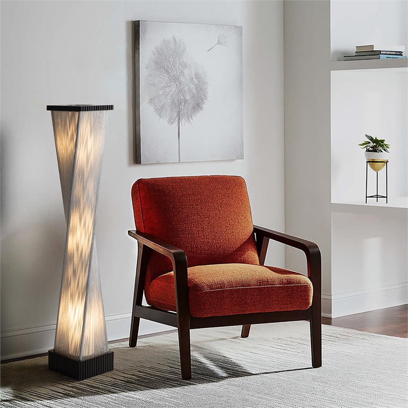 Torque Accent Floor Lamp - Ebony Finish Silver String Shade