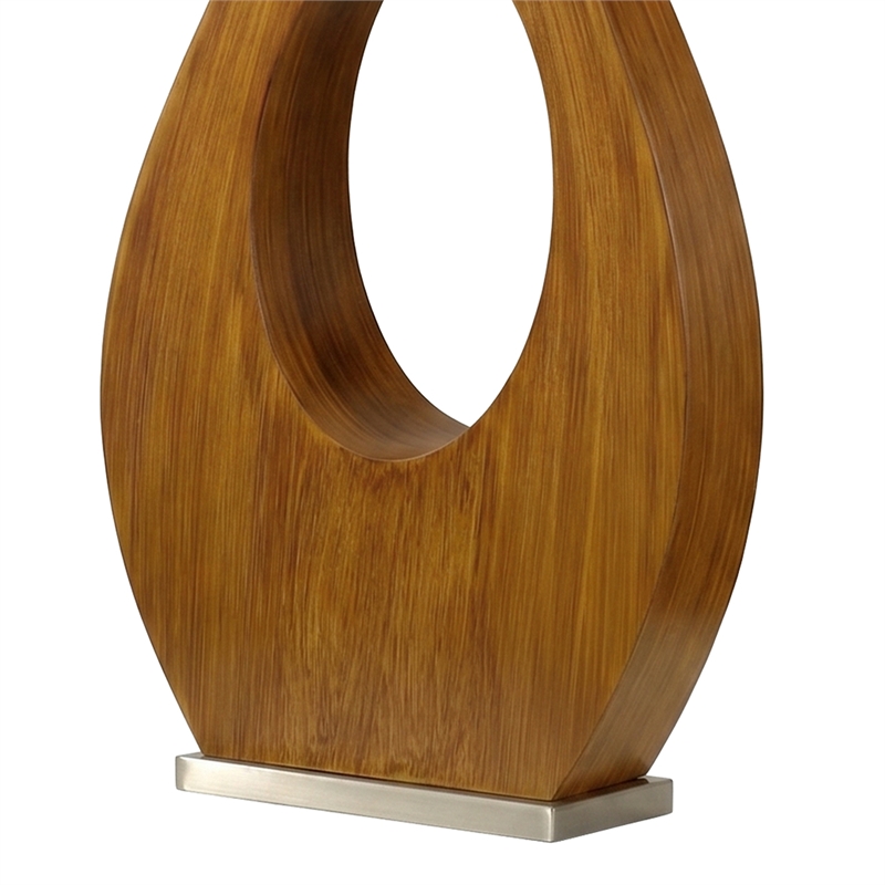 Pearson Table Lamp - 30 Pecan Wood and Brushed Nickel 3-Way Rotary Switch