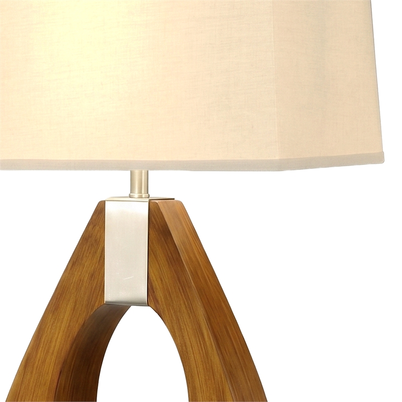 Pearson Table Lamp - 30 Pecan Wood and Brushed Nickel 3-Way Rotary Switch