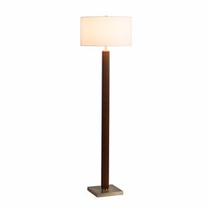 Tambo Floor Lamp - Dark Walnut Wood Finish Weathered Brass