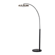 Redondo 1 Light LED Arc Floor Lamp - Matte Black Finish Weathered Brass