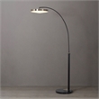 Redondo 1 Light LED Arc Floor Lamp - Matte Black Finish Weathered Brass