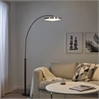 Redondo 1 Light LED Arc Floor Lamp - Matte Black Finish Weathered Brass