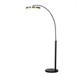 Redondo 1 Light LED Arc Floor Lamp - Matte Black Finish Weathered Brass