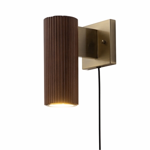 Tambo Wall Sconce - Dark Walnut Wood Finish Weathered Brass