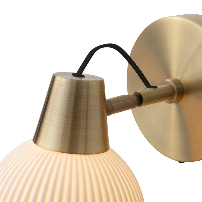Petaluma Bone Porcelain Wall Sconce - Weathered Brass Plug-in Dimmer switch