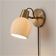 Petaluma Bone Porcelain Wall Sconce - Weathered Brass Plug-in Dimmer switch