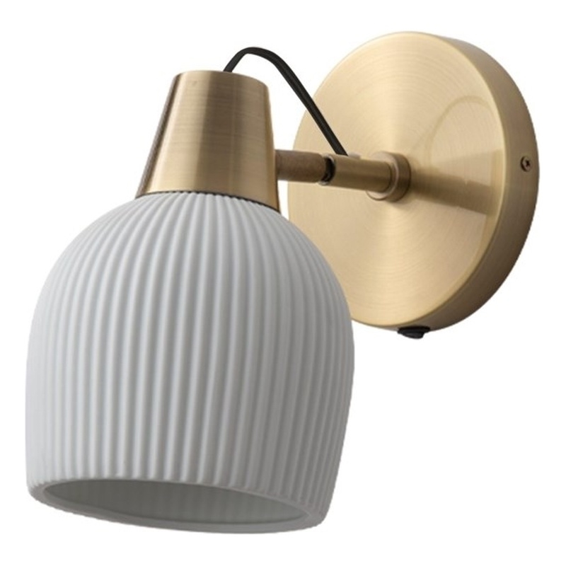 Petaluma Bone Porcelain Wall Sconce - Weathered Brass Plug-in Dimmer switch
