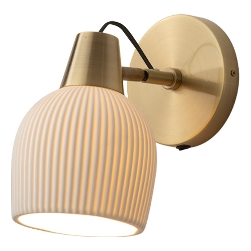 Petaluma Bone Porcelain Wall Sconce - Weathered Brass Plug-in Dimmer switch