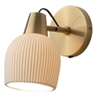 Petaluma Bone Porcelain Wall Sconce - Weathered Brass Plug-in Dimmer switch