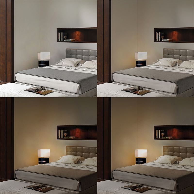 Zen Reclining Table Lamp with Nightlight - 20 Espresso Wood Brushed Nickel