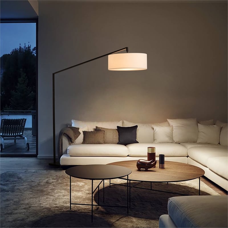 Stretch Arc Floor Lamp - 87 Matte Black Step Switch Rectangular