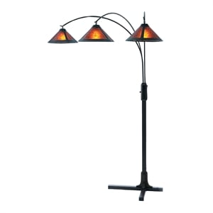 Natural Mica 3 Light Arc Floor Lamp - 86 Espresso Wood Bronze