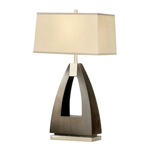 Trina Table Lamp - 30 Pecan Wood Brushed Nickel 3-way Rotary Switch