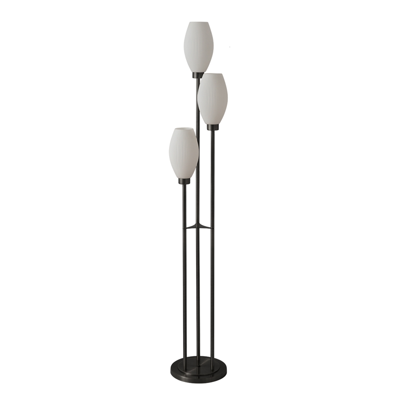 Willows Accent Floor Lamp in Matte Black and Opal Glass